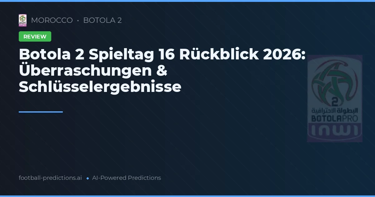 Botola 2 Spieltag 16 Rückblick 2026: Überraschungen & Schlüsselergebnisse