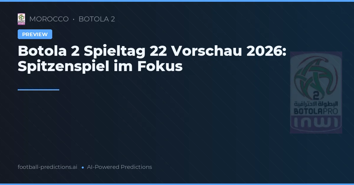 Botola 2 Spieltag 22 Vorschau 2026: Spitzenspiel im Fokus