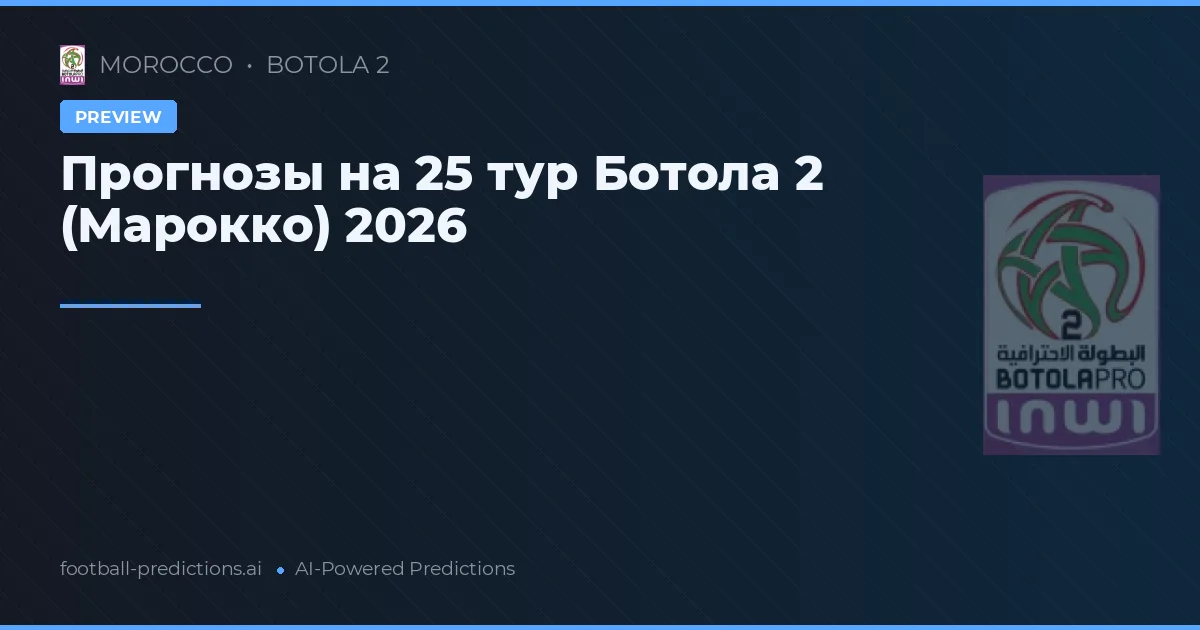 Прогнозы на 25 тур Ботола 2 (Марокко) 2026