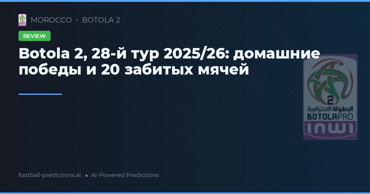 Botola 2, 28-й тур 2025/26: домашние победы и 20 забитых мячей