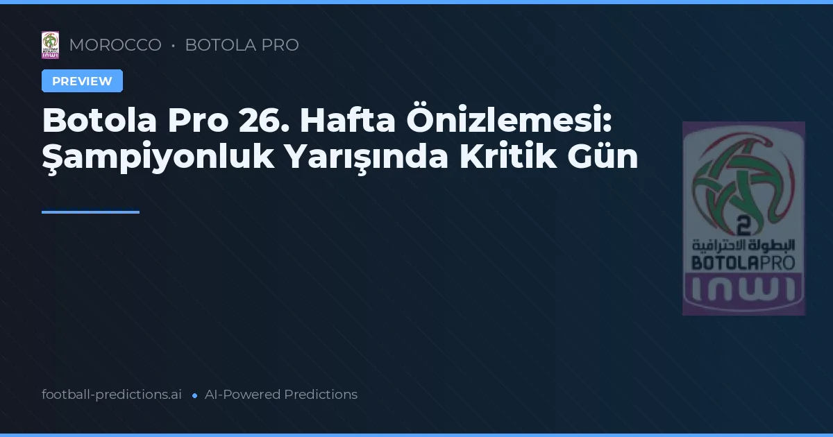 Botola Pro 26. Hafta Önizlemesi: Şampiyonluk Yarışında Kritik Gün