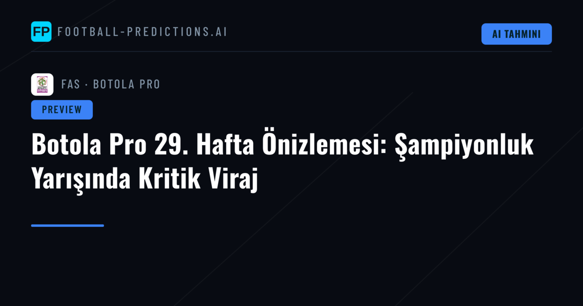 Botola Pro 29. Hafta Önizlemesi: Şampiyonluk Yarışında Kritik Viraj