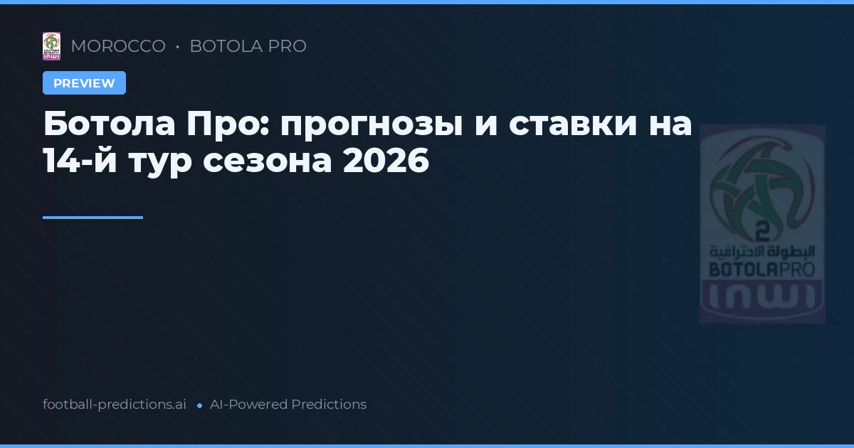 Ботола Про: прогнозы и ставки на 14-й тур сезона 2026