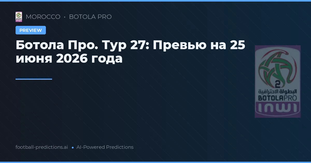 Ботола Про. Тур 27: Превью на 25 июня 2026 года