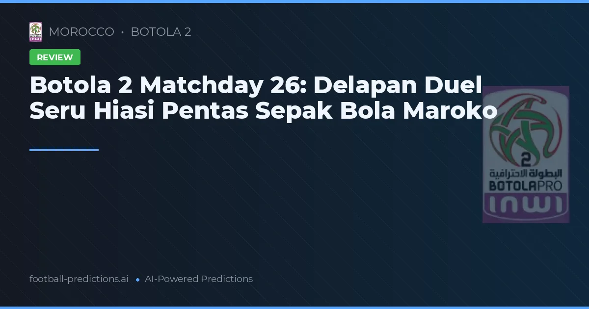 Botola 2 Matchday 26: Delapan Duel Seru Hiasi Pentas Sepak Bola Maroko