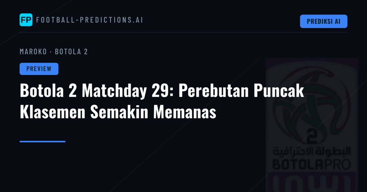 Botola 2 Matchday 29: Perebutan Puncak Klasemen Semakin Memanas
