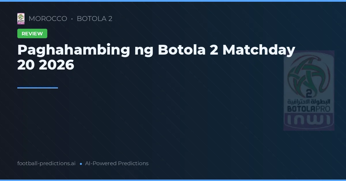 Paghahambing ng Botola 2 Matchday 20 2026