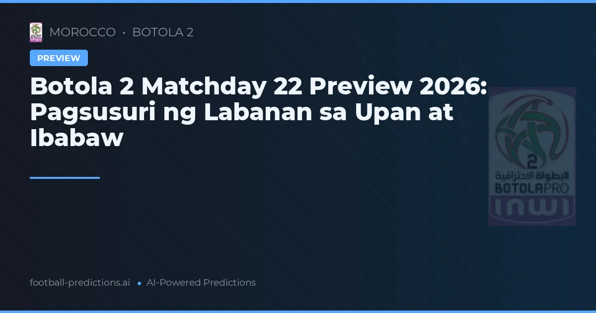 Botola 2 Matchday 22 Preview 2026: Pagsusuri ng Labanan sa Upan at Ibabaw