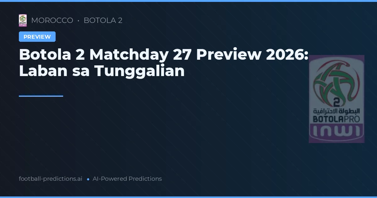 Botola 2 Matchday 27 Preview 2026: Laban sa Tunggalian