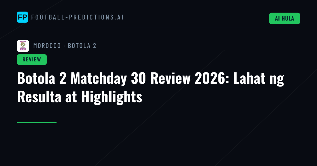 Botola 2 Matchday 30 Review 2026: Lahat ng Resulta at Highlights