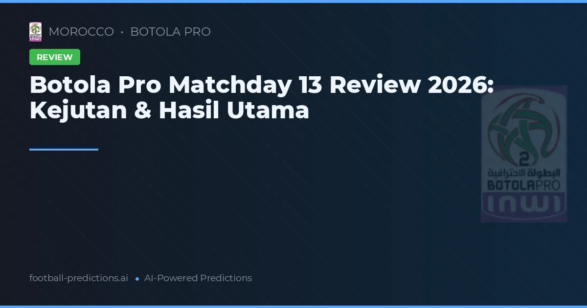 Botola Pro Matchday 13 Review 2026: Kejutan & Hasil Utama
