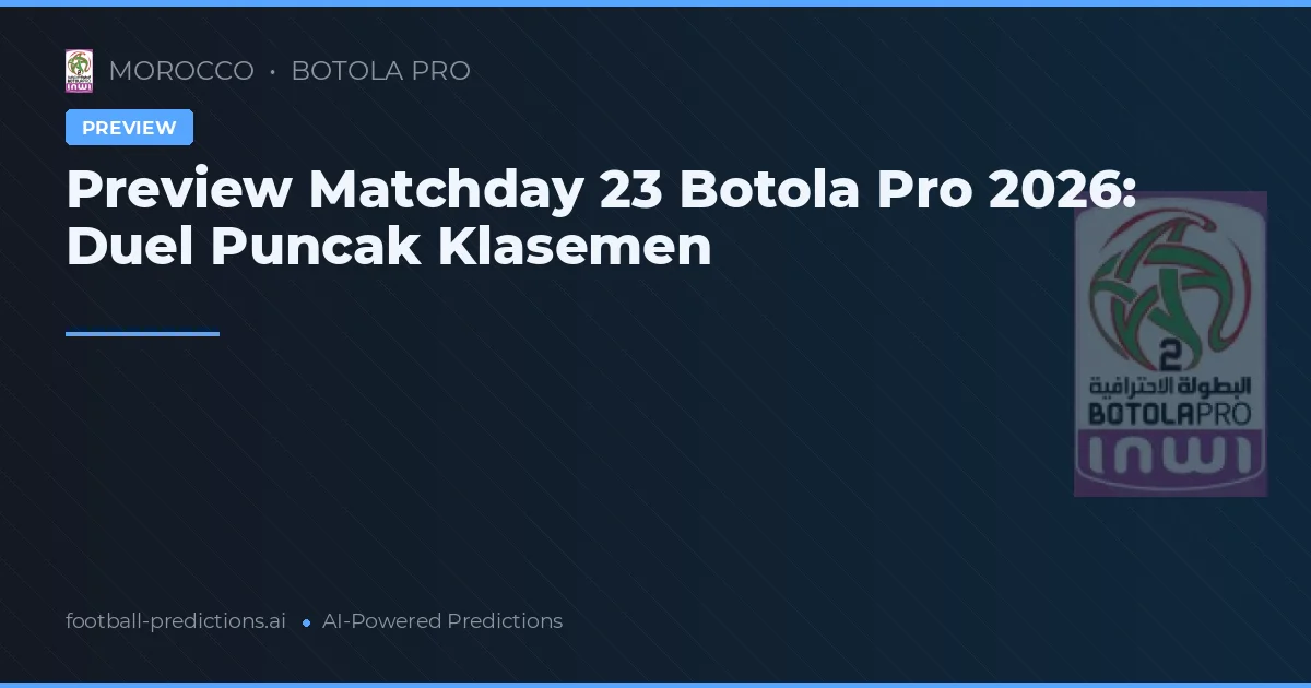 Preview Matchday 23 Botola Pro 2026: Duel Puncak Klasemen