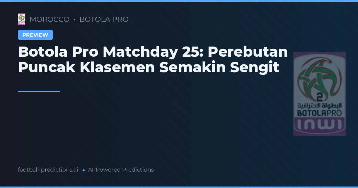 Botola Pro Matchday 25: Perebutan Puncak Klasemen Semakin Sengit