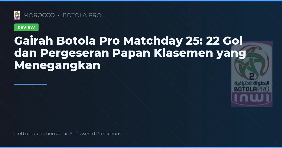 Gairah Botola Pro Matchday 25: 22 Gol dan Pergeseran Papan Klasemen yang Menegangkan