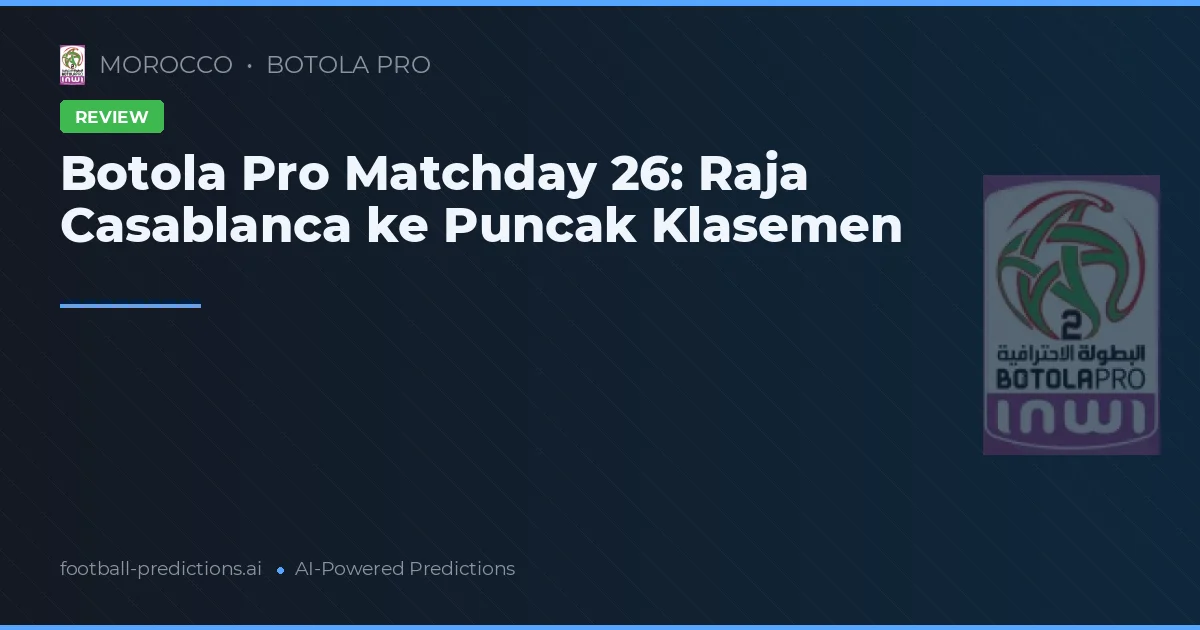 Botola Pro Matchday 26: Raja Casablanca ke Puncak Klasemen