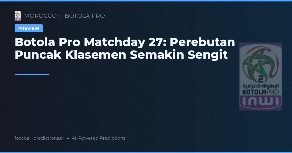 Botola Pro Matchday 27: Perebutan Puncak Klasemen Semakin Sengit