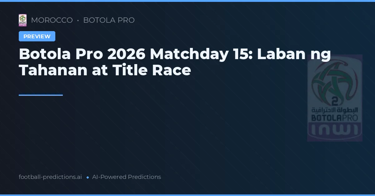 Botola Pro 2026 Matchday 15: Laban ng Tahanan at Title Race