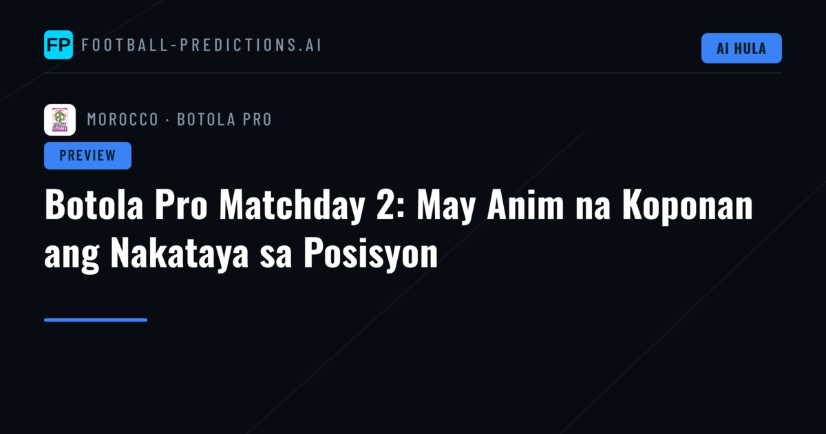 Botola Pro Matchday 2: May Anim na Koponan ang Nakataya sa Posisyon