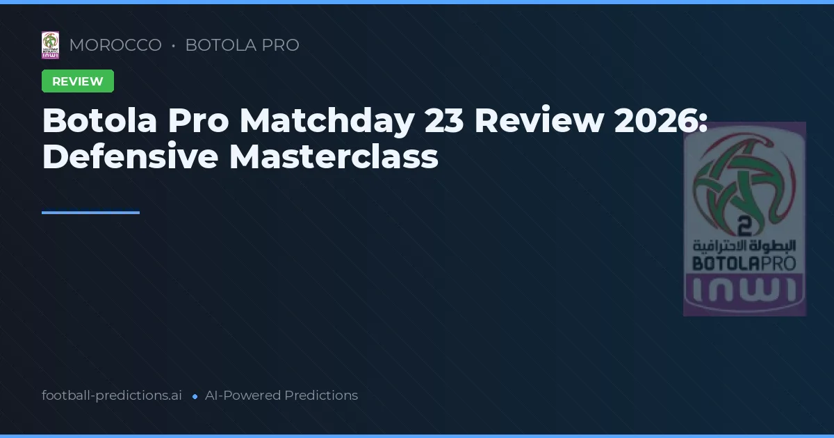 Botola Pro Matchday 23 Review 2026: Defensive Masterclass