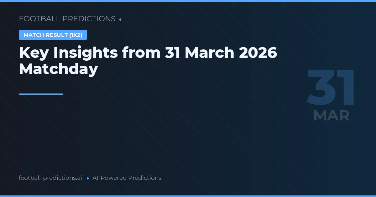 Key Insights from 31 March 2026 Matchday
