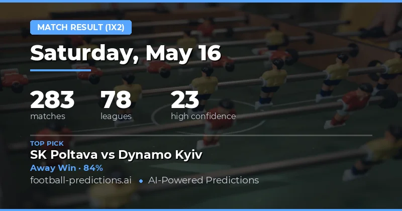 Comprehensive 1X2 Preview for May 16, 2026