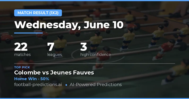 Top Match Result (1X2) Picks for 10 Jun 2026