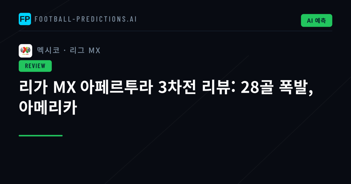리가 MX 아페르투라 3차전 리뷰: 28골 폭발, 아메리카
