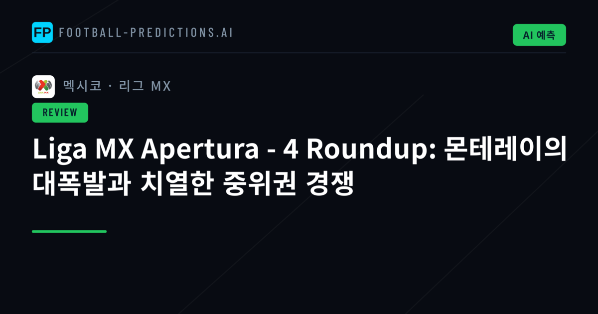 Liga MX Apertura - 4 Roundup: 몬테레이의 대폭발과 치열한 중위권 경쟁