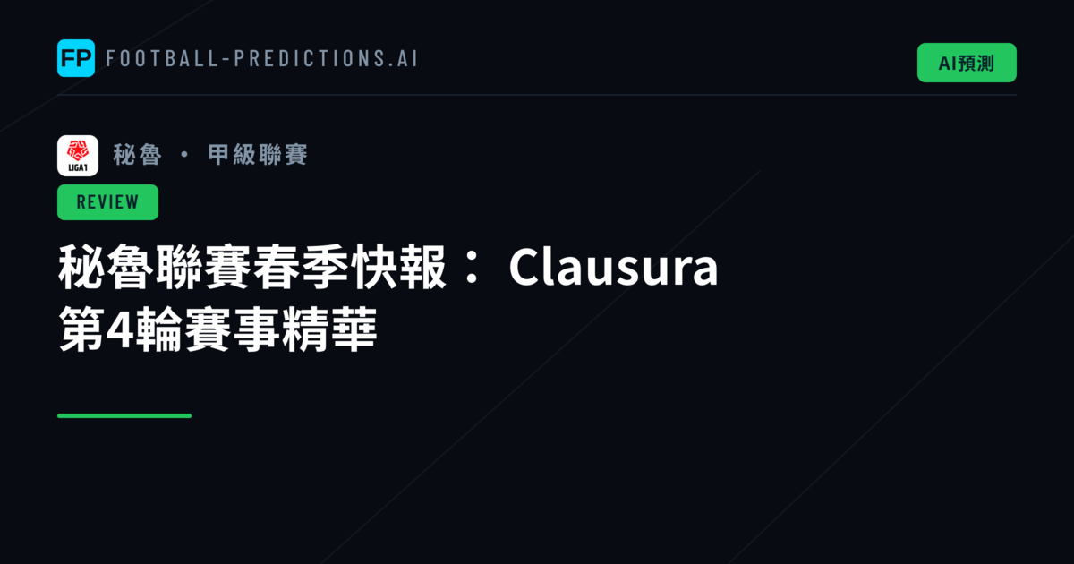 秘魯聯賽春季快報: Clausura 第4輪賽事精華