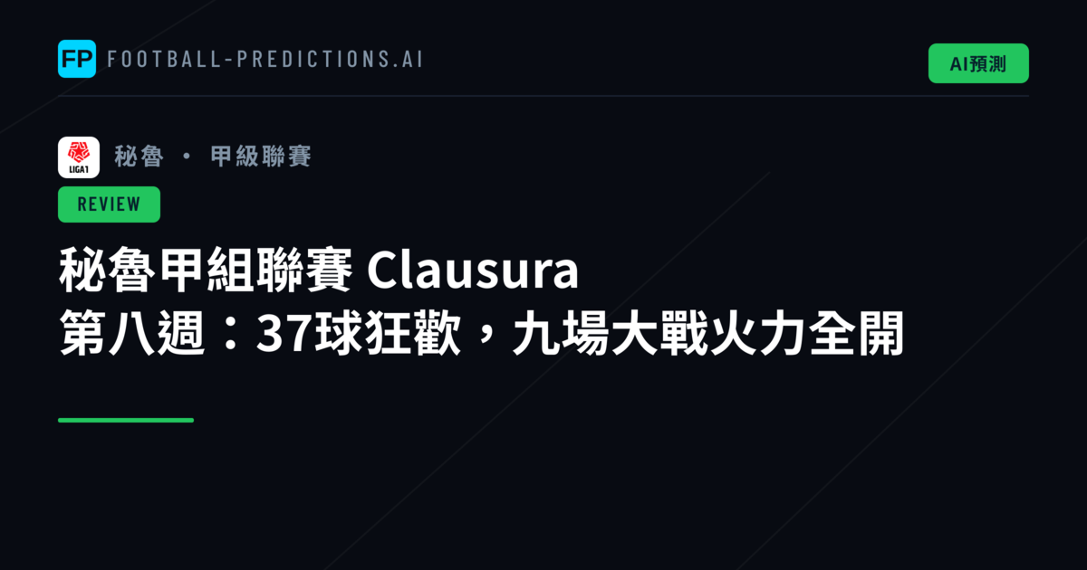 秘魯甲組聯賽 Clausura 第八週:37球狂歡,九場大戰火力全開