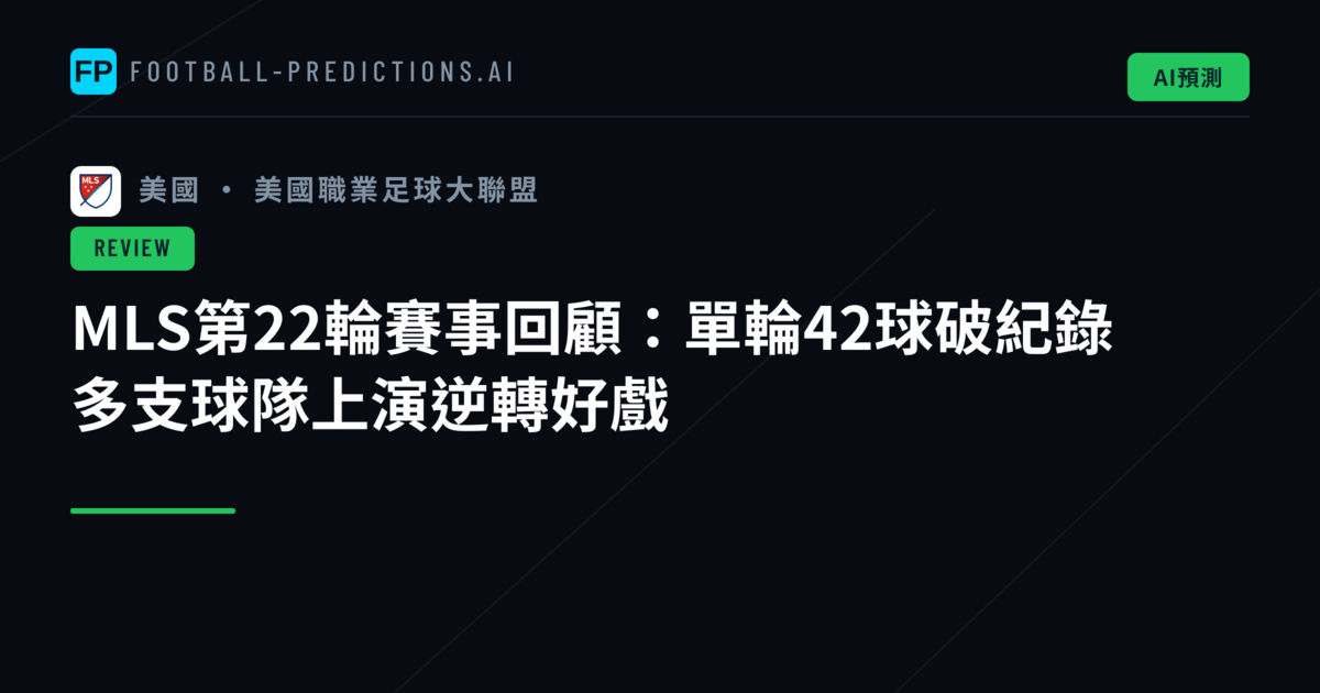 MLS第22輪賽事回顧:單輪42球破紀錄 多支球隊上演逆轉好戲
