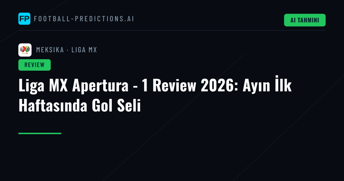 Liga MX Apertura - 1 Review 2026: Ayın İlk Haftasında Gol Seli