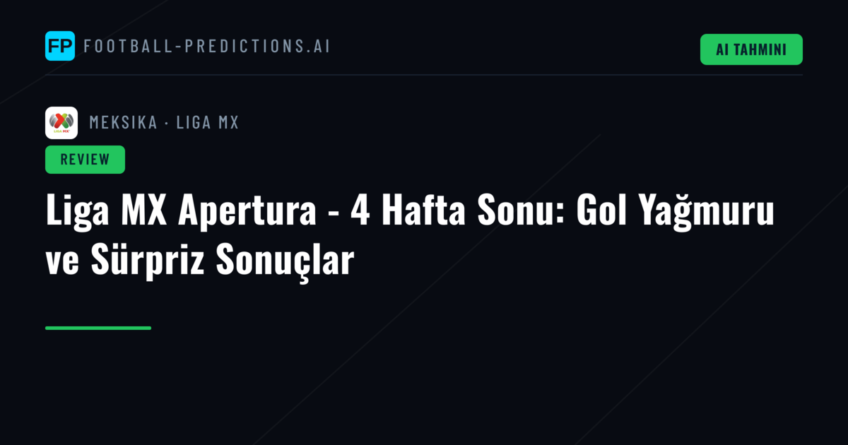 Liga MX Apertura - 4 Hafta Sonu: Gol Yağmuru ve Sürpriz Sonuçlar