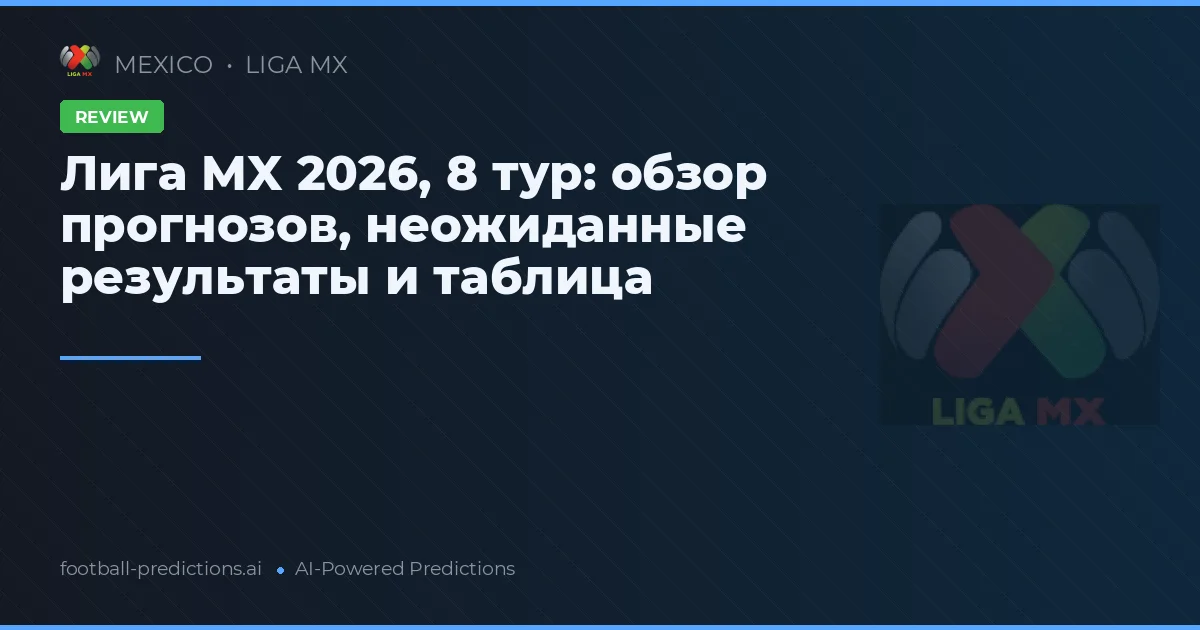 Лига MX 2026, 8 тур: обзор прогнозов, неожиданные результаты и таблица