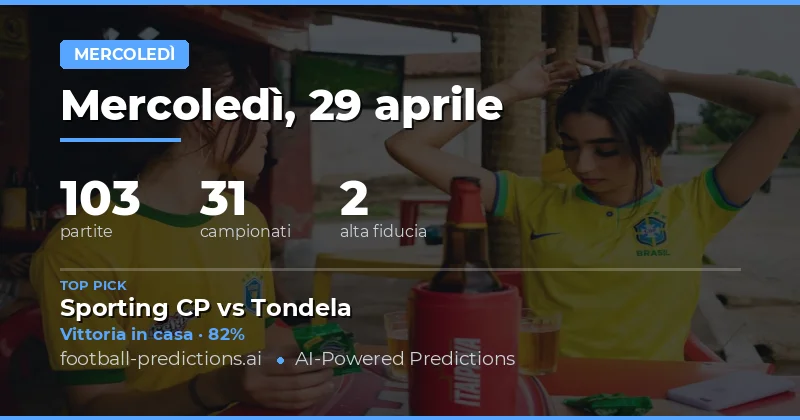 Pronostici delle partite di mercoledì 29 aprile 2026