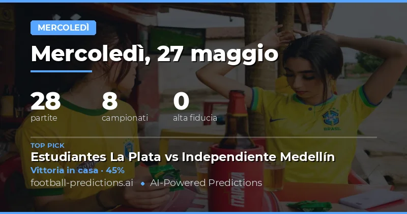 Pronostici Calcio Mercoledì 27 Maggio 2026