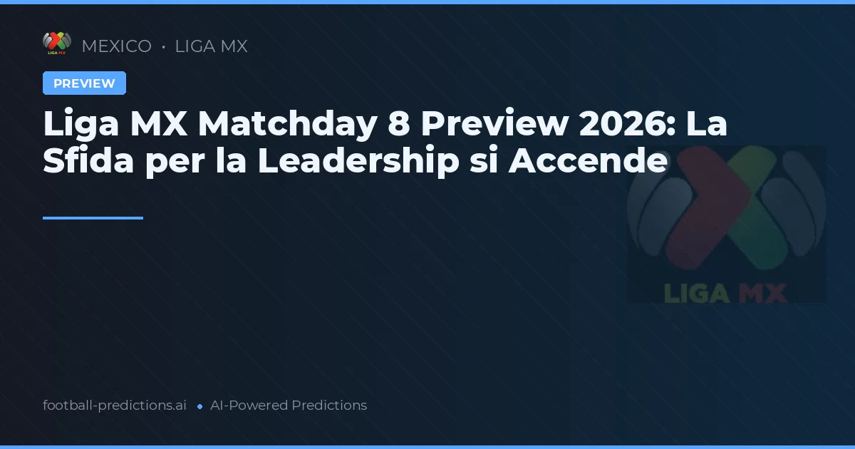 Liga MX Matchday 8 Preview 2026: La Sfida per la Leadership si Accende