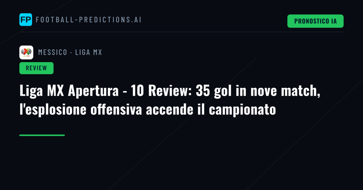 Liga MX Apertura - 10 Review: 35 gol in nove match, l'esplosione offensiva accende il campionato