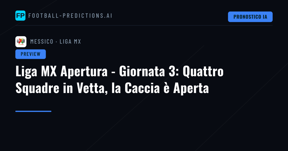 Liga MX Apertura - Giornata 3: Quattro Squadre in Vetta, la Caccia è Aperta