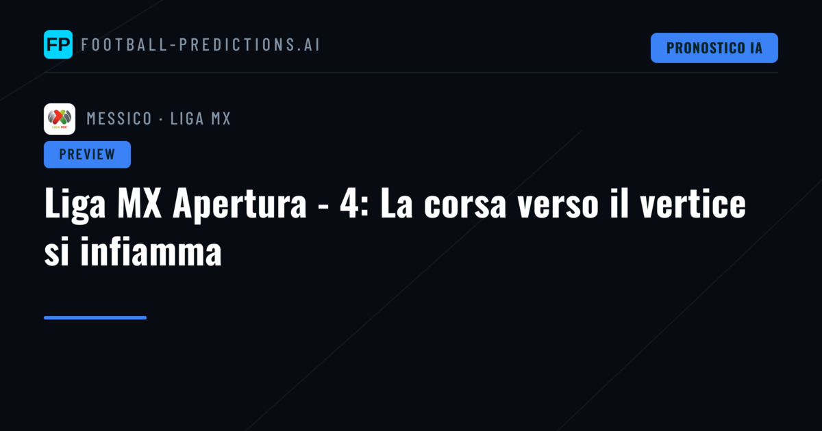 Liga MX Apertura - 4: La corsa verso il vertice si infiamma