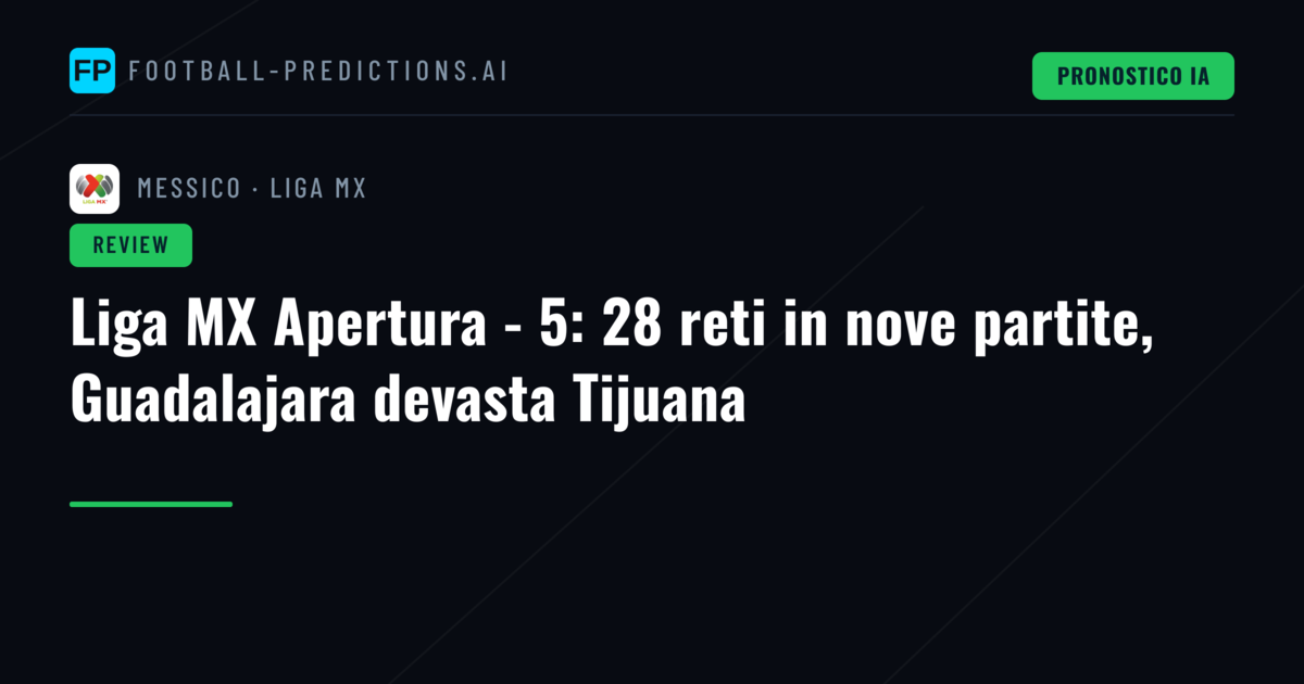 Liga MX Apertura - 5: 28 reti in nove partite, Guadalajara devasta Tijuana