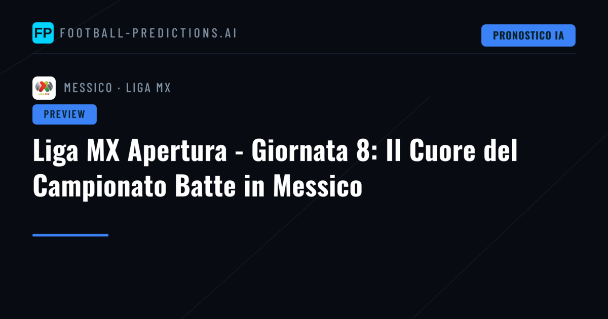 Liga MX Apertura - Giornata 8: Il Cuore del Campionato Batte in Messico