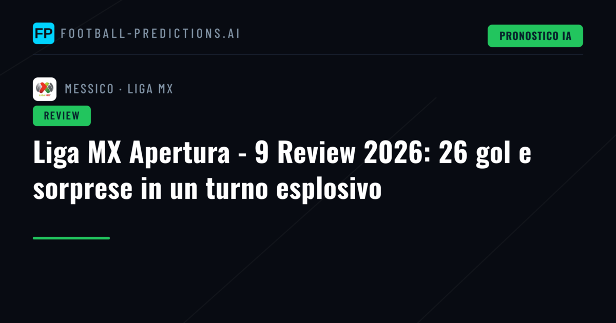 Liga MX Apertura - 9 Review 2026: 26 gol e sorprese in un turno esplosivo