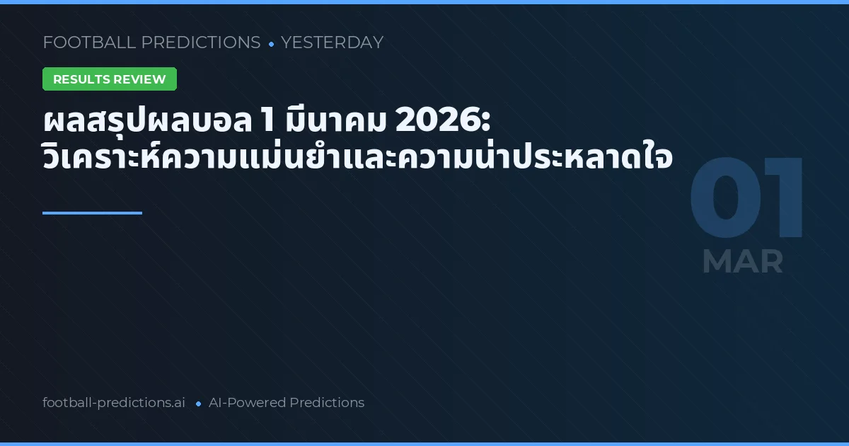 ผลสรุปผลบอล 1 มีนาคม 2026: วิเคราะห์ความแม่นยำและความน่าประหลาดใจ