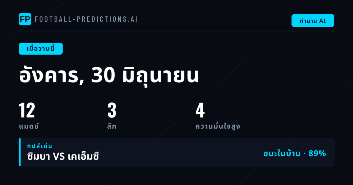 ภาพรวมผลการทำนายประจำวันอังคาร