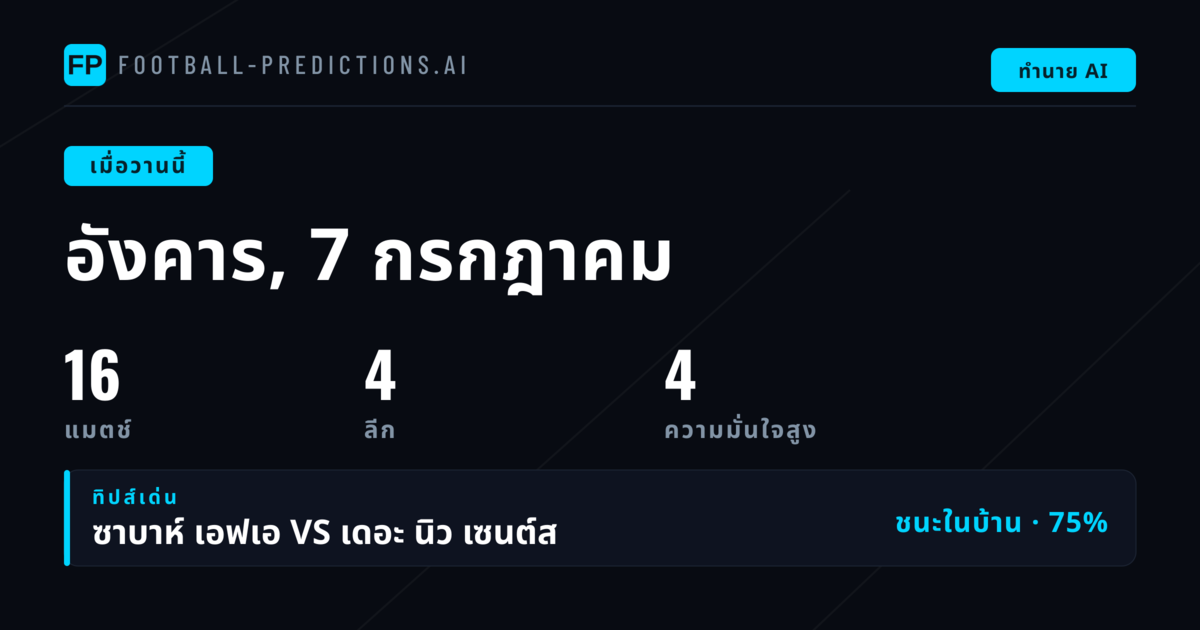 สรุปผลการทำนายวันอังคาร 7 กรกฎาคม 2569