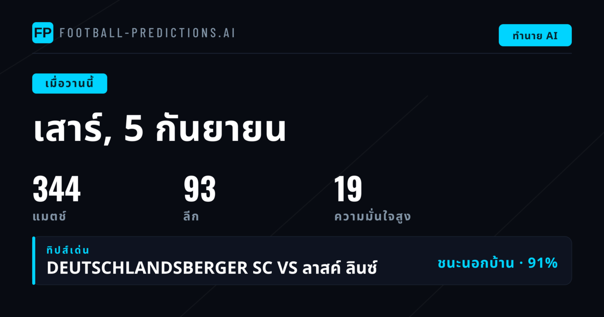 ภาพรวมผลทำนายวันเสาร์ที่ 5 กันยายน 2569