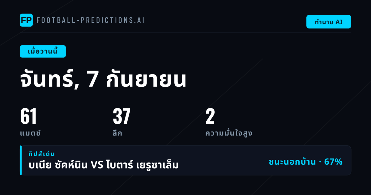 ภาพรวมผลทำนายวันจันทร์ 7 กันยายน 2566