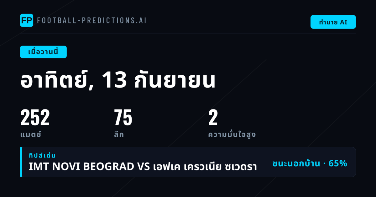 ภาพรวมผลทำนายประจำวันอาทิตย์ 13 กันยายน 2026