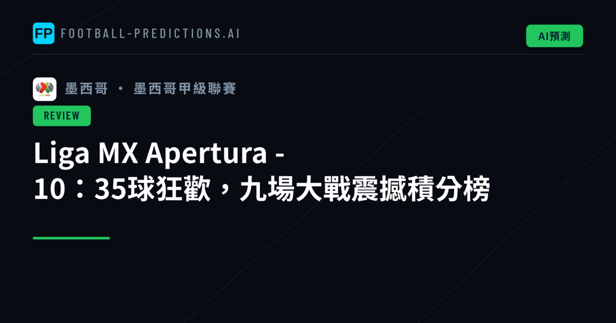 Liga MX Apertura - 10:35球狂歡,九場大戰震撼積分榜